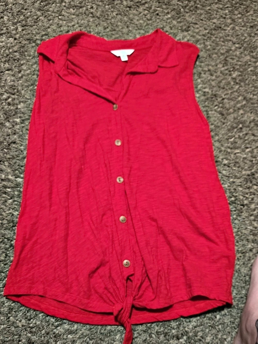 Time and Tru Red Sleeveless Tie-Front Blouse Girls' Red Button Front Top Size XL